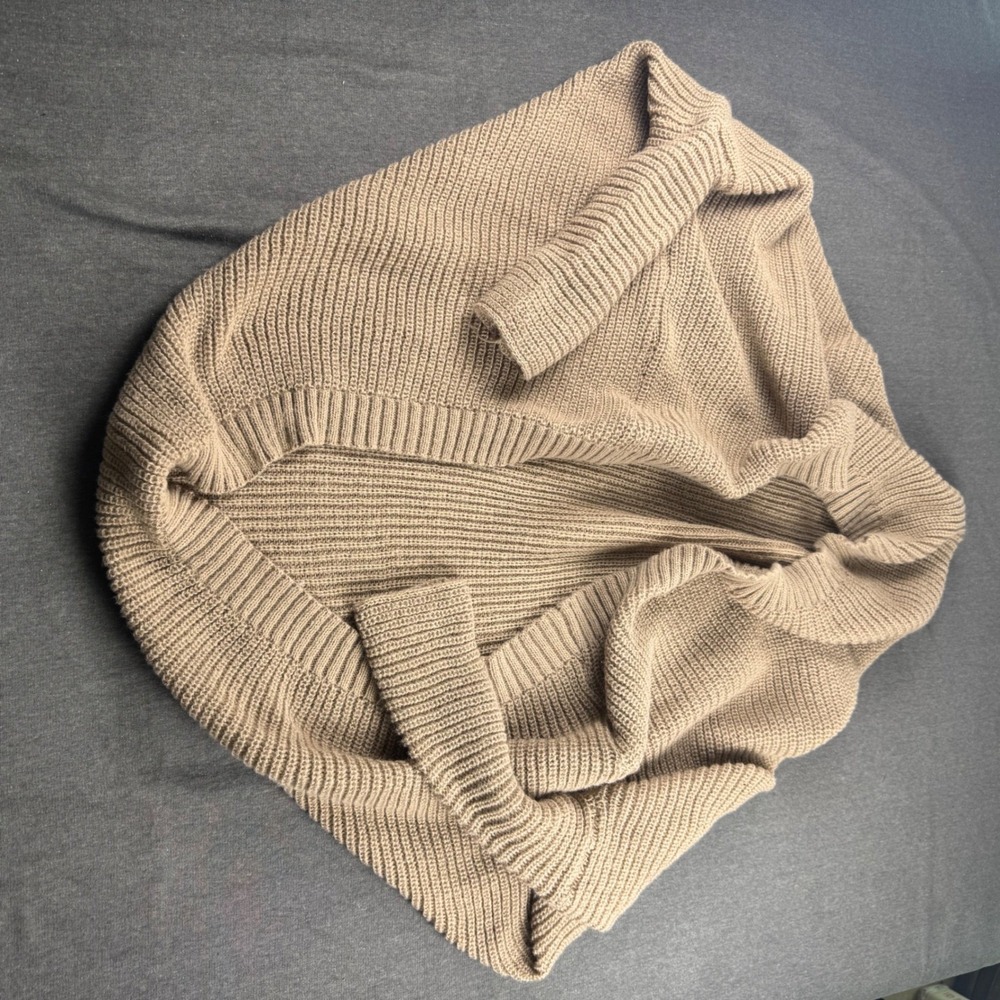 SHEIN Beige‎ Knit Long Sleeve Open Front Cardigan Sweater Women's Size L